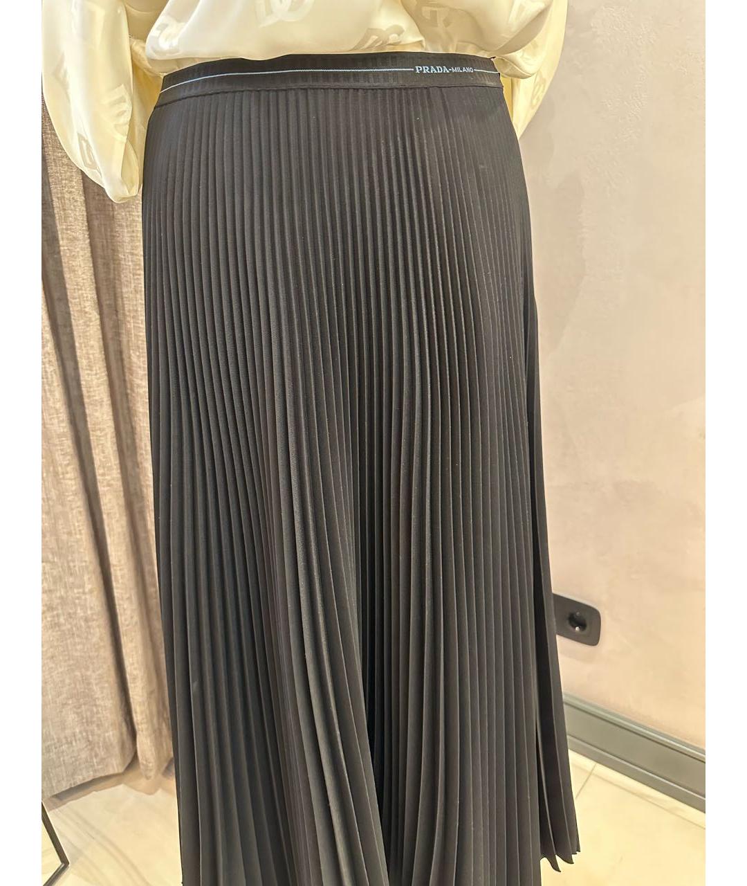PRADA Черная полиэстеровая юбка макси, фото 2