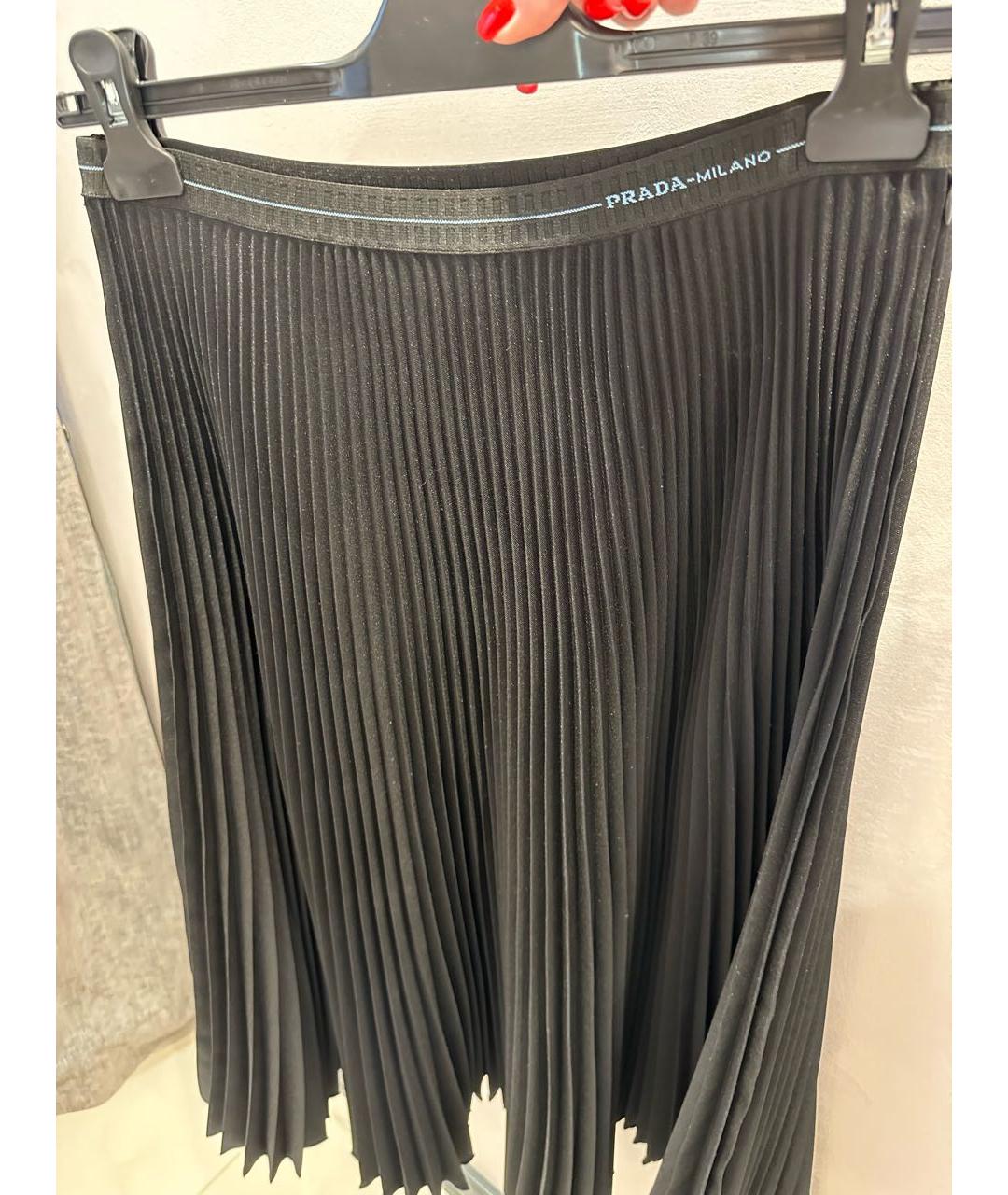 PRADA Черная полиэстеровая юбка макси, фото 5