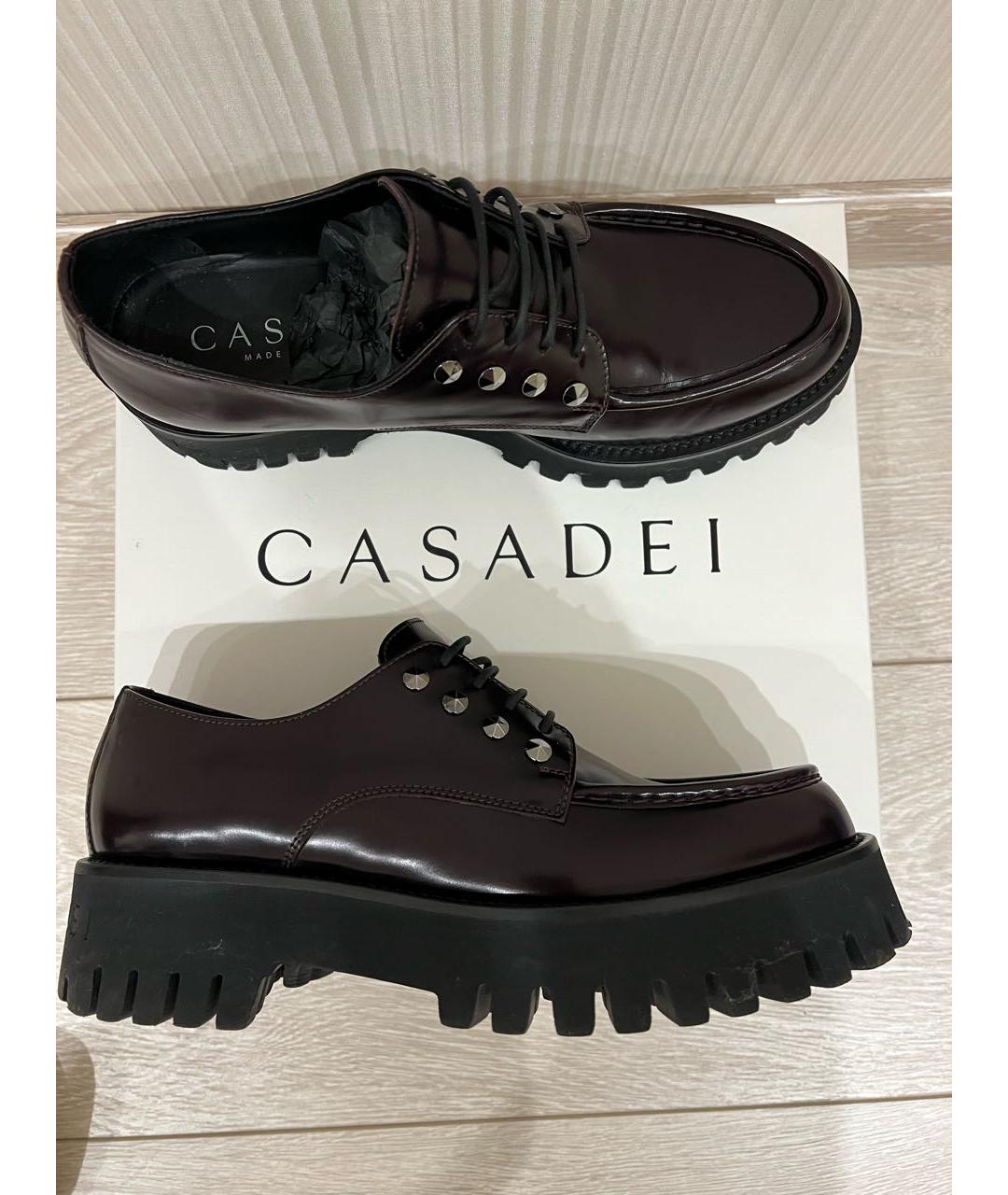 CASADEI Бордовые кожаные брогги и оксфорды, фото 2
