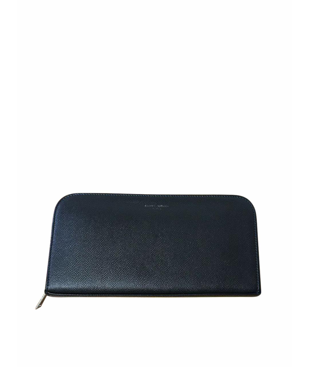 SAINT LAURENT Черный кожаный кошелек, фото 1