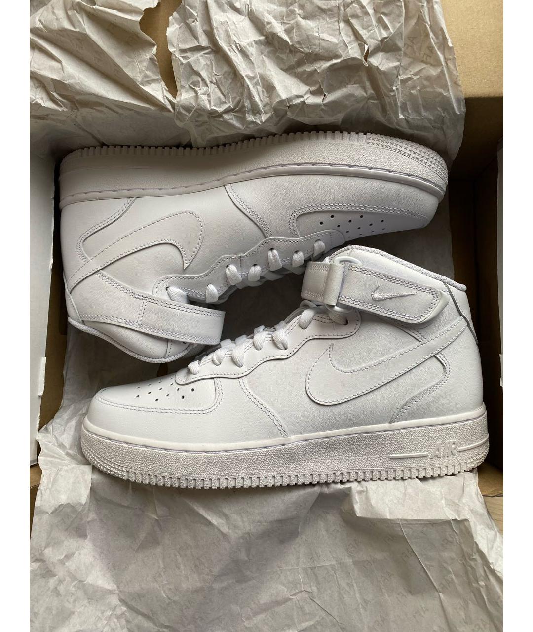 NIKE Белые кожаные высокие кроссовки / кеды, фото 2