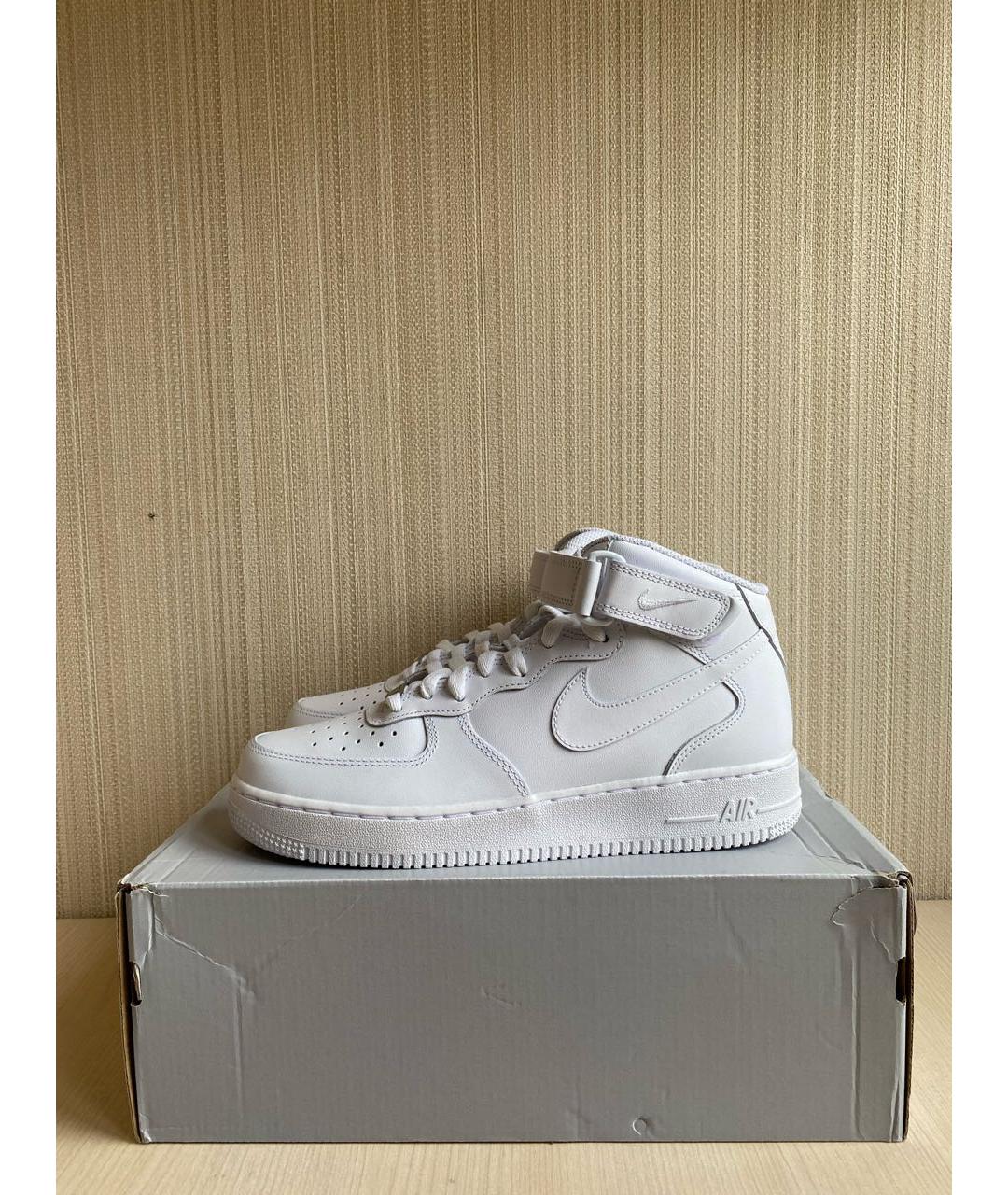 NIKE Белые кожаные высокие кроссовки / кеды, фото 3