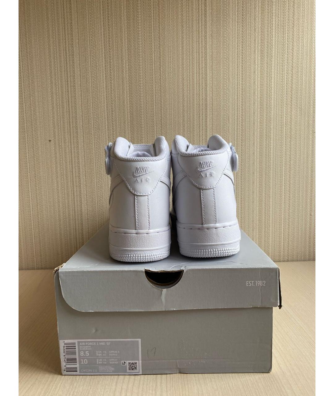 NIKE Белые кожаные высокие кроссовки / кеды, фото 4