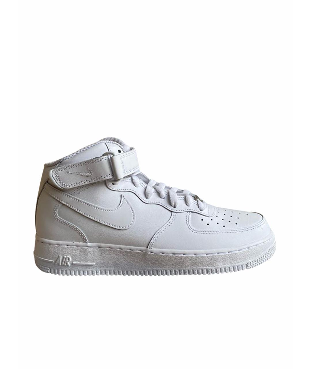 NIKE Белые кожаные высокие кроссовки / кеды, фото 1