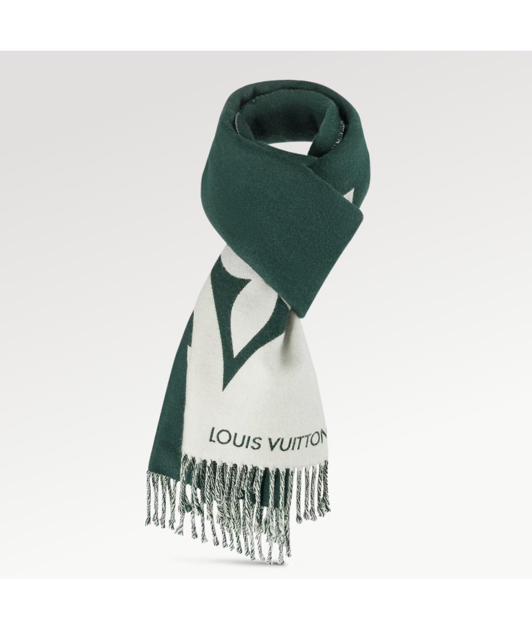 LOUIS VUITTON Зеленый шерстяной шарф, фото 3
