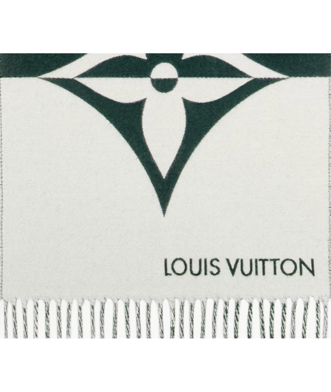 LOUIS VUITTON Зеленый шерстяной шарф, фото 4