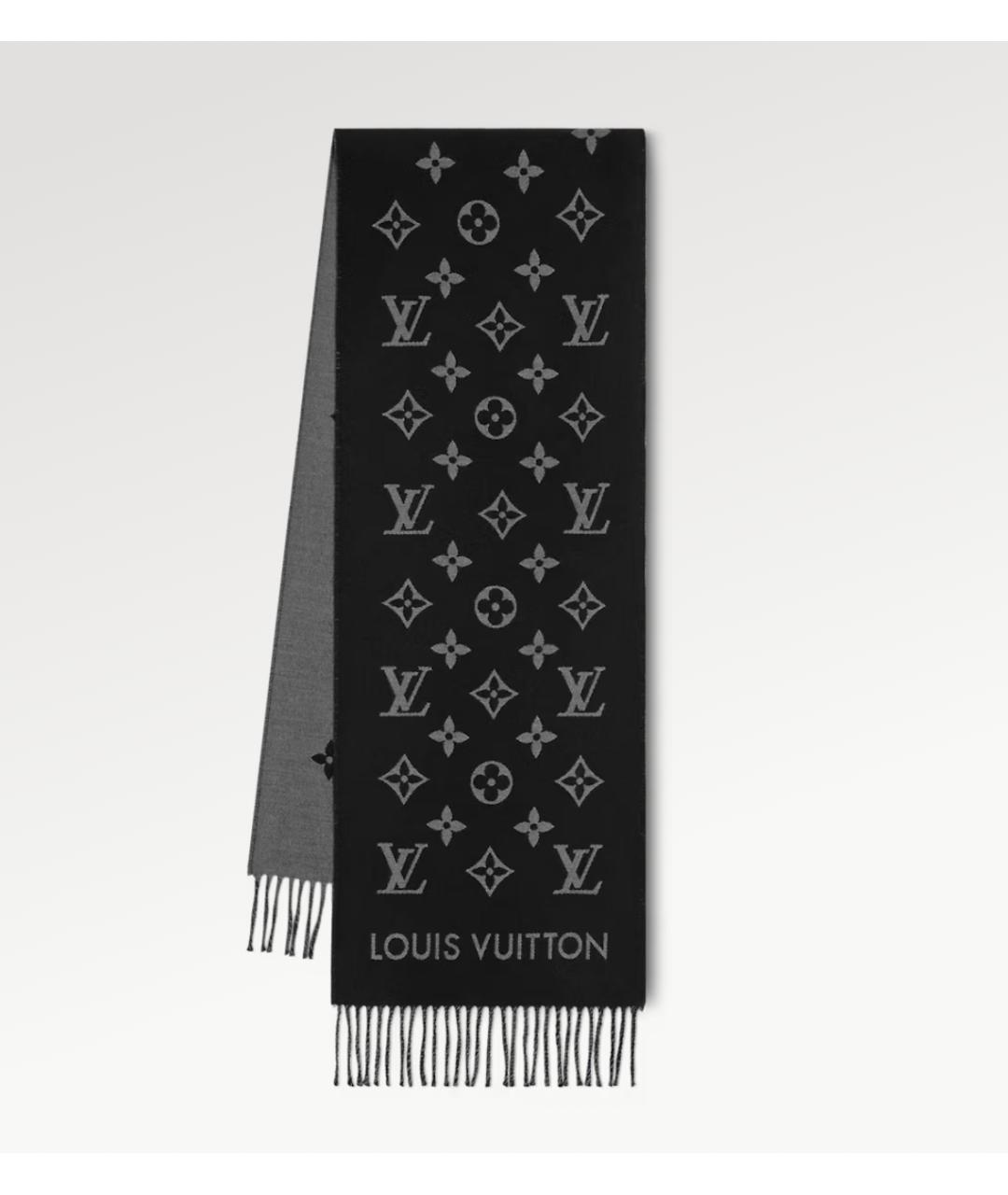 LOUIS VUITTON Серый шерстяной шарф, фото 4