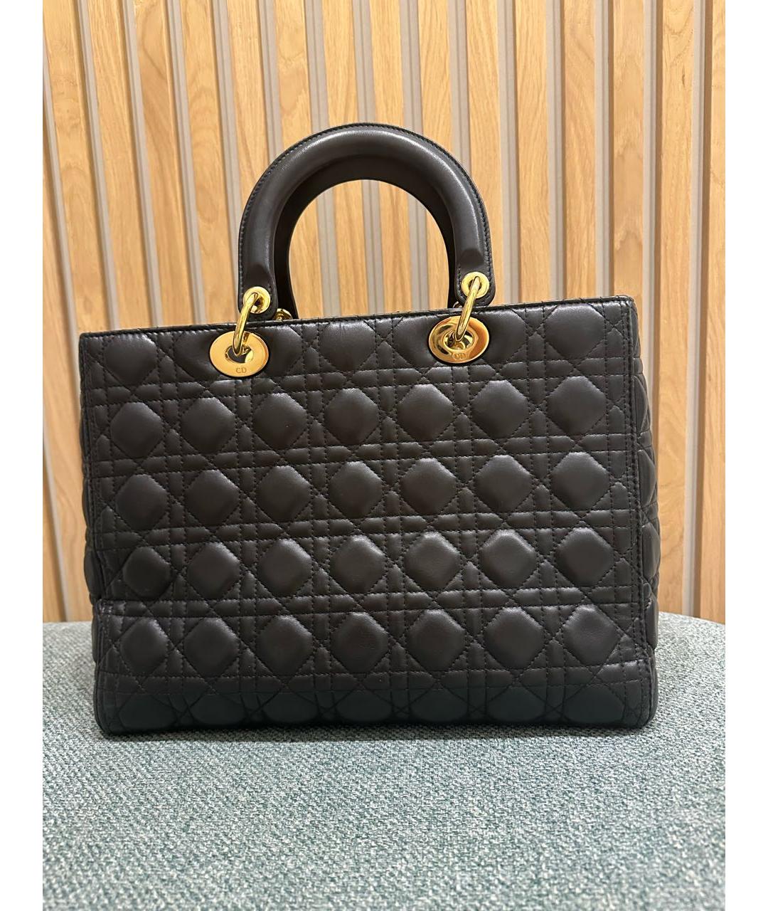 CHRISTIAN DIOR Черная кожаная сумка с короткими ручками, фото 8