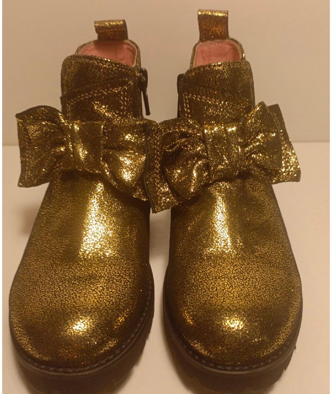 MONTELPARE TRADITION Золотые кожаные ботинки, фото 2