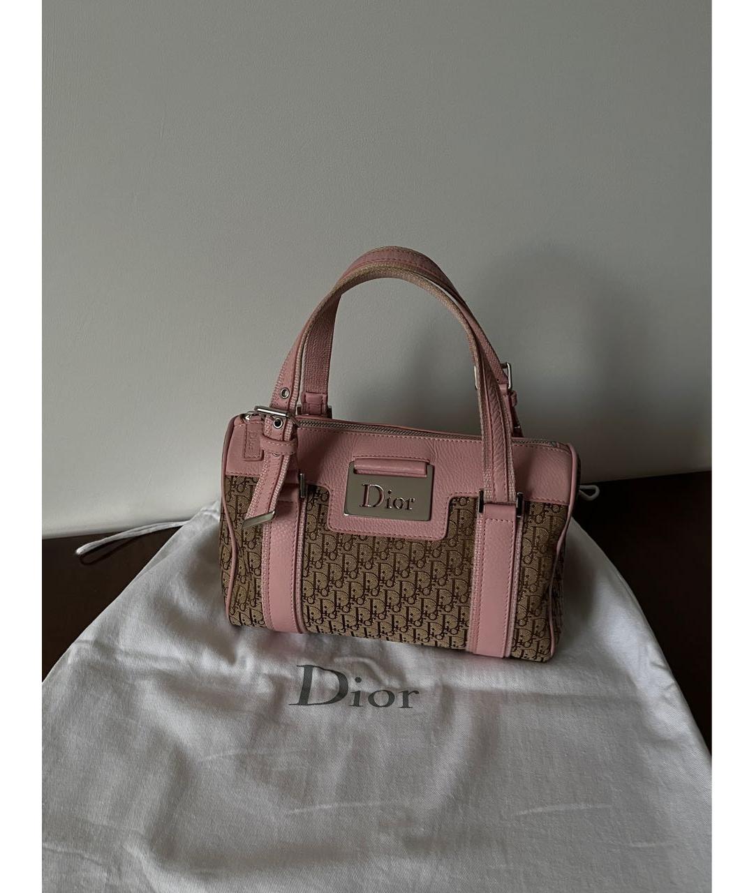 CHRISTIAN DIOR Бежевая жаккардовая сумка с короткими ручками, фото 2