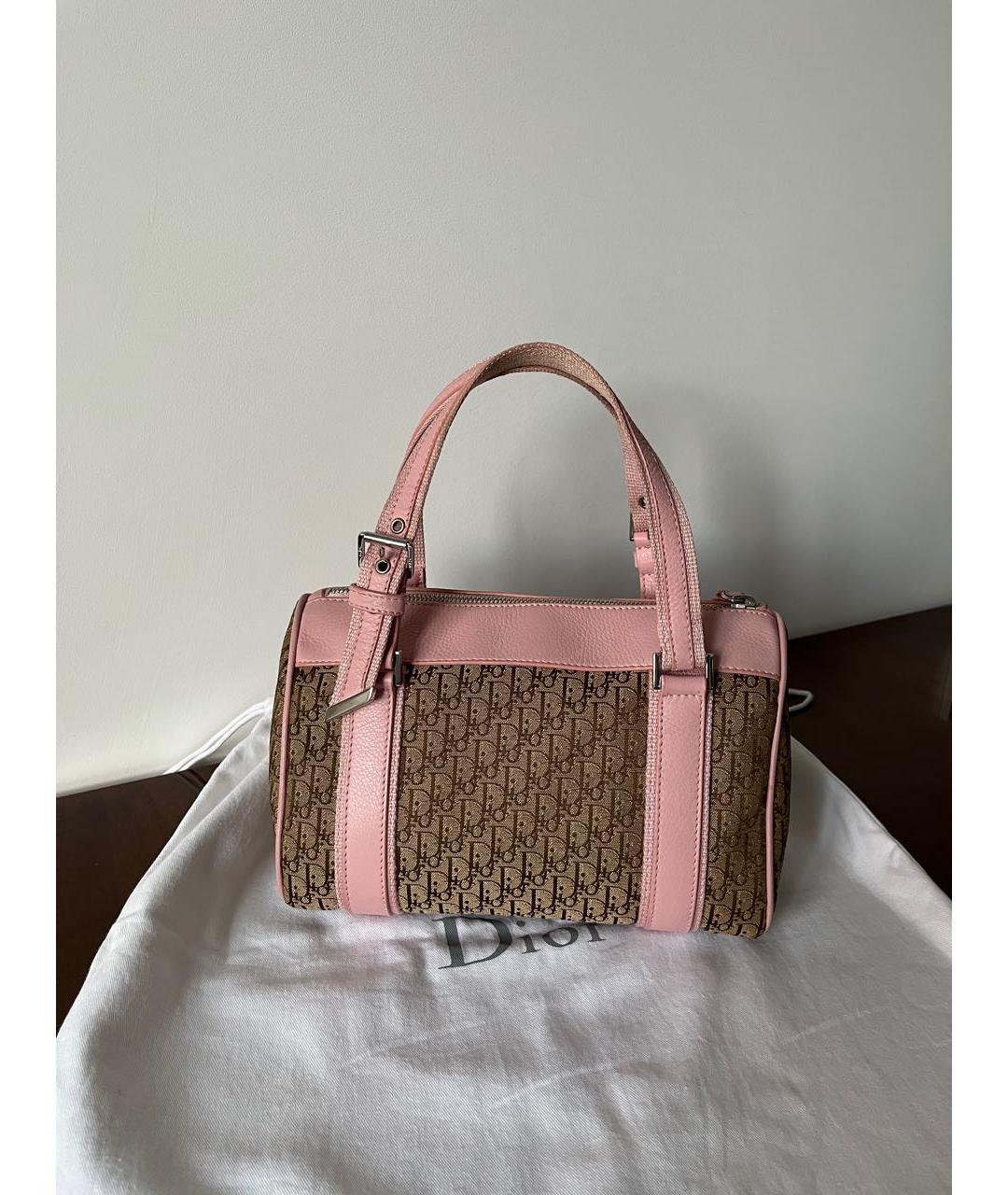 CHRISTIAN DIOR Бежевая жаккардовая сумка с короткими ручками, фото 3
