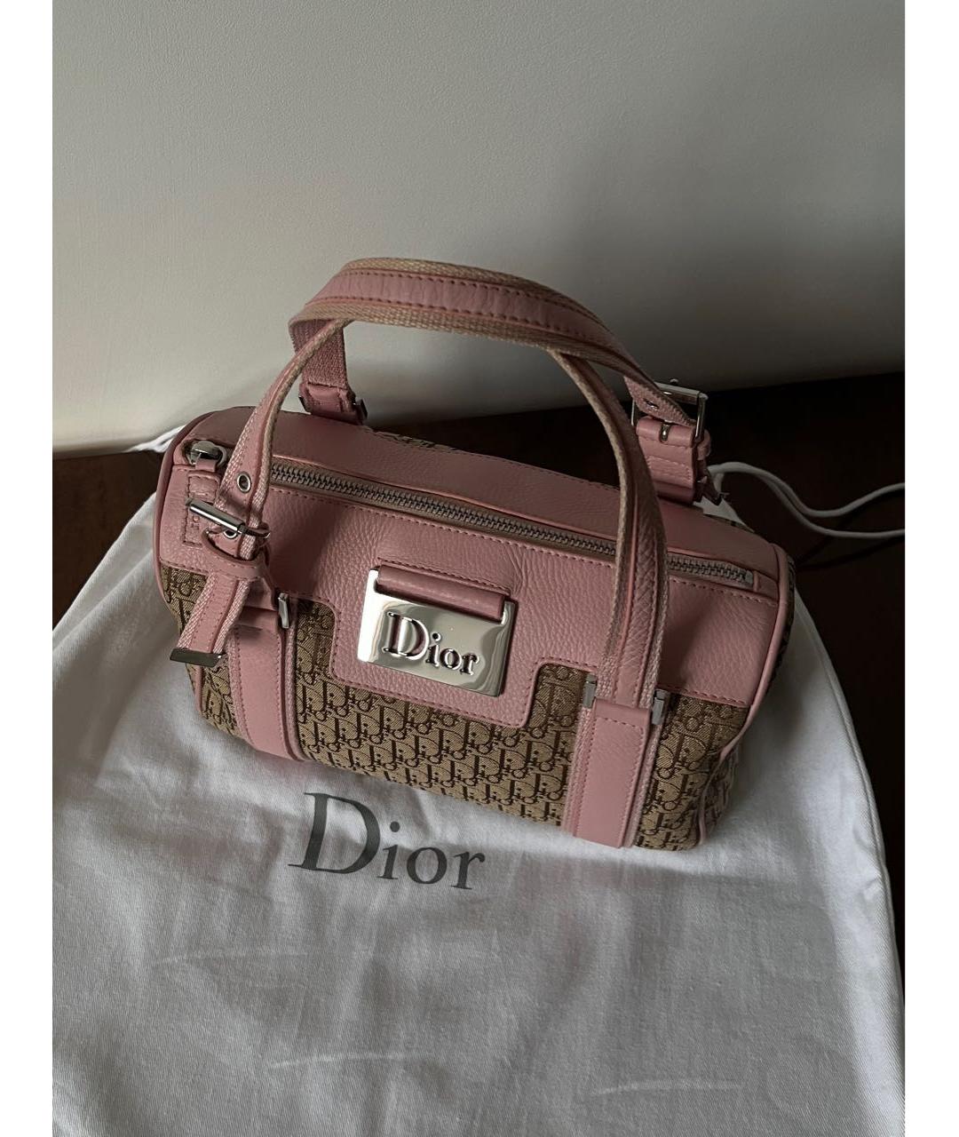 CHRISTIAN DIOR Бежевая жаккардовая сумка с короткими ручками, фото 5