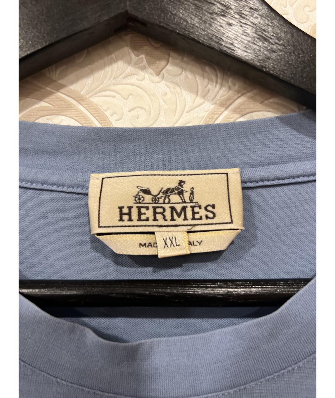 HERMES PRE-OWNED Голубая хлопковая футболка, фото 3