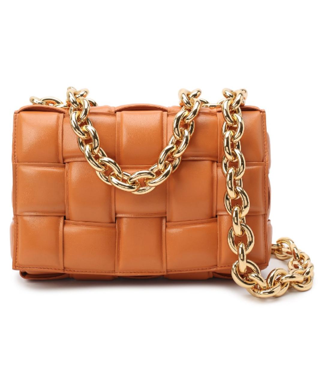 BOTTEGA VENETA Оранжевая кожаная сумка через плечо, фото 1