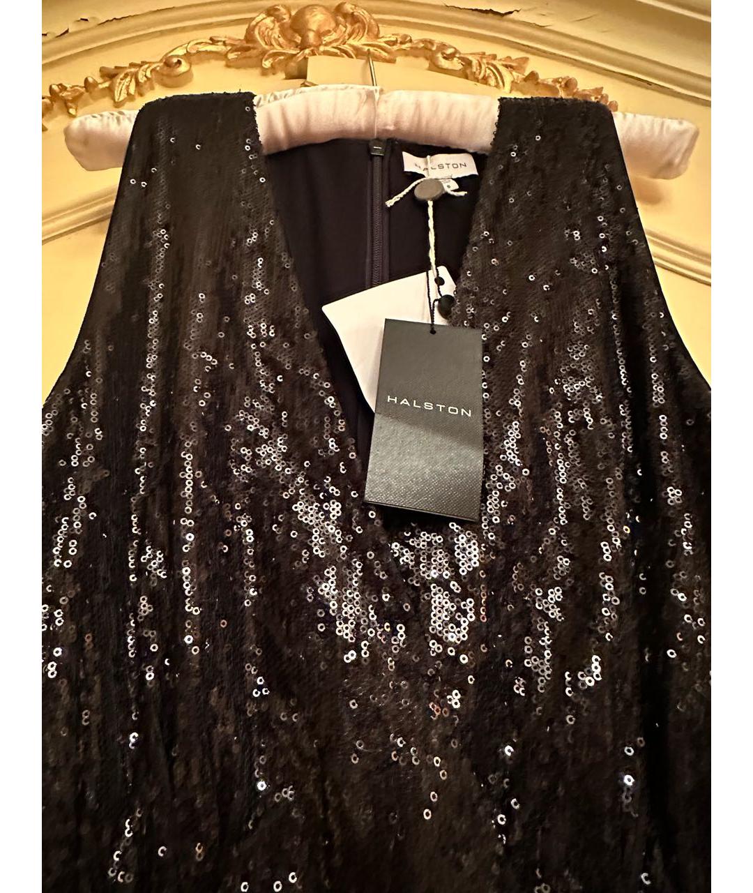 HALSTON HERITAGE Черное полиэстеровое вечернее платье, фото 4