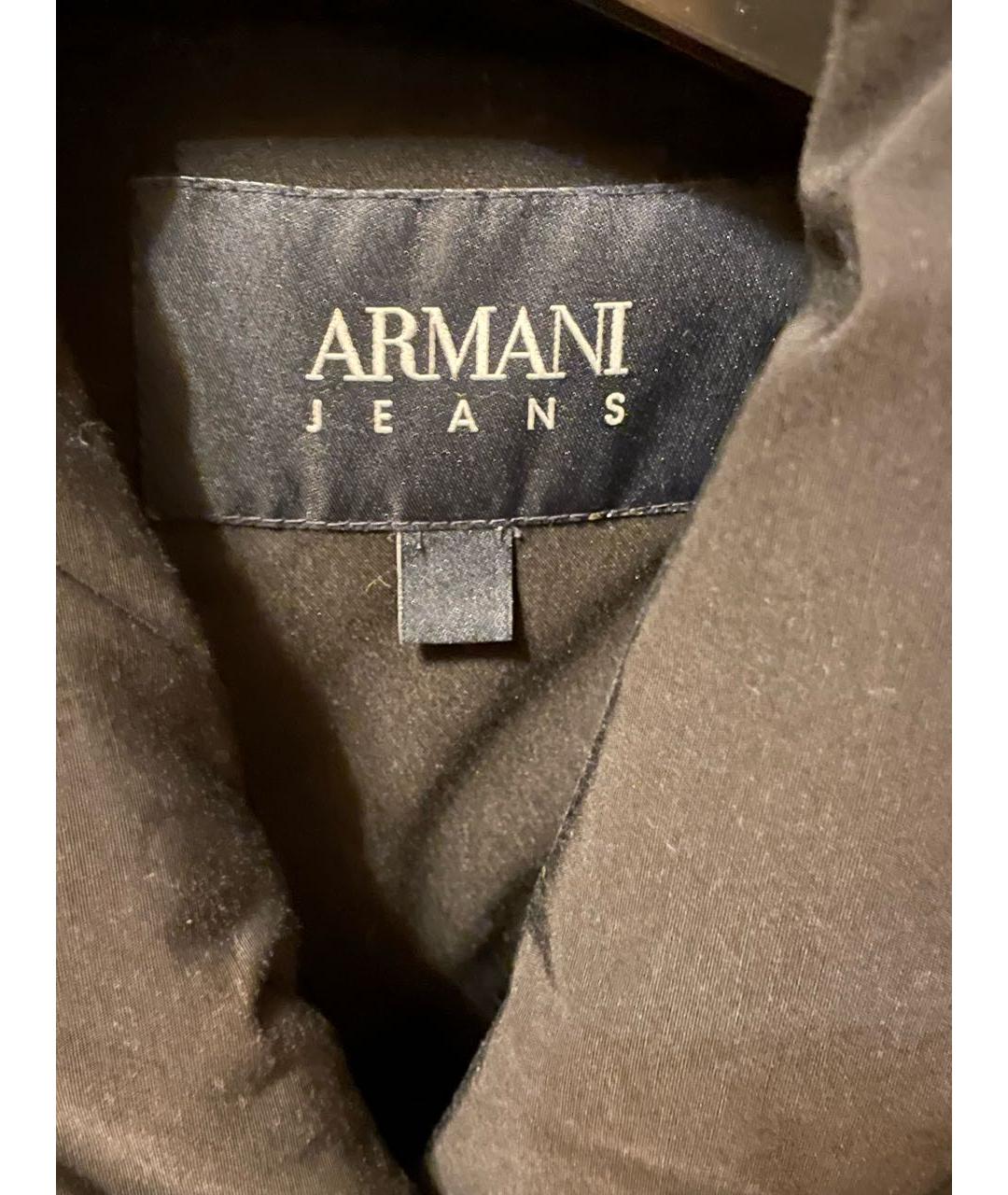 ARMANI JEANS Черный полиэстеровый пуховик, фото 3