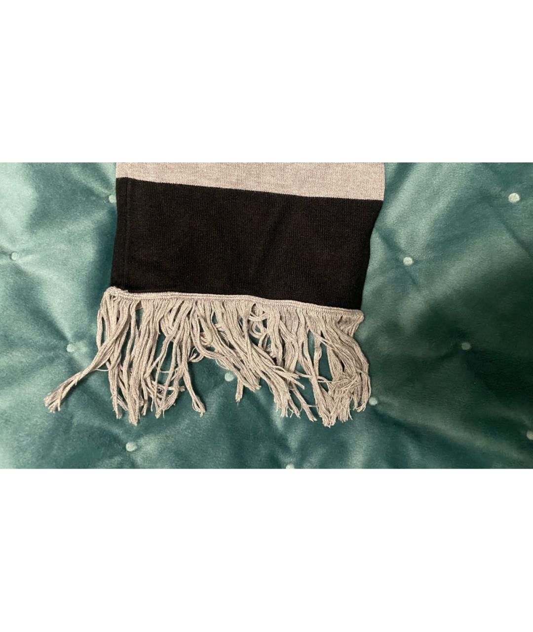 NEIL BARRETT Черный шерстяной шарф, фото 3