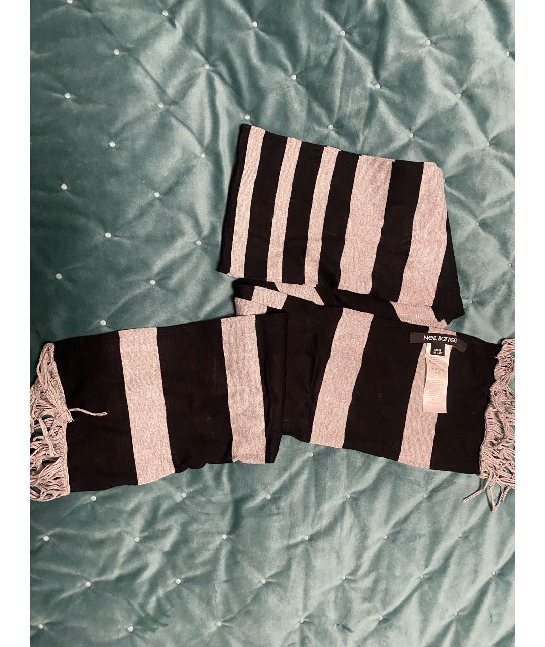 NEIL BARRETT Черный шерстяной шарф, фото 5