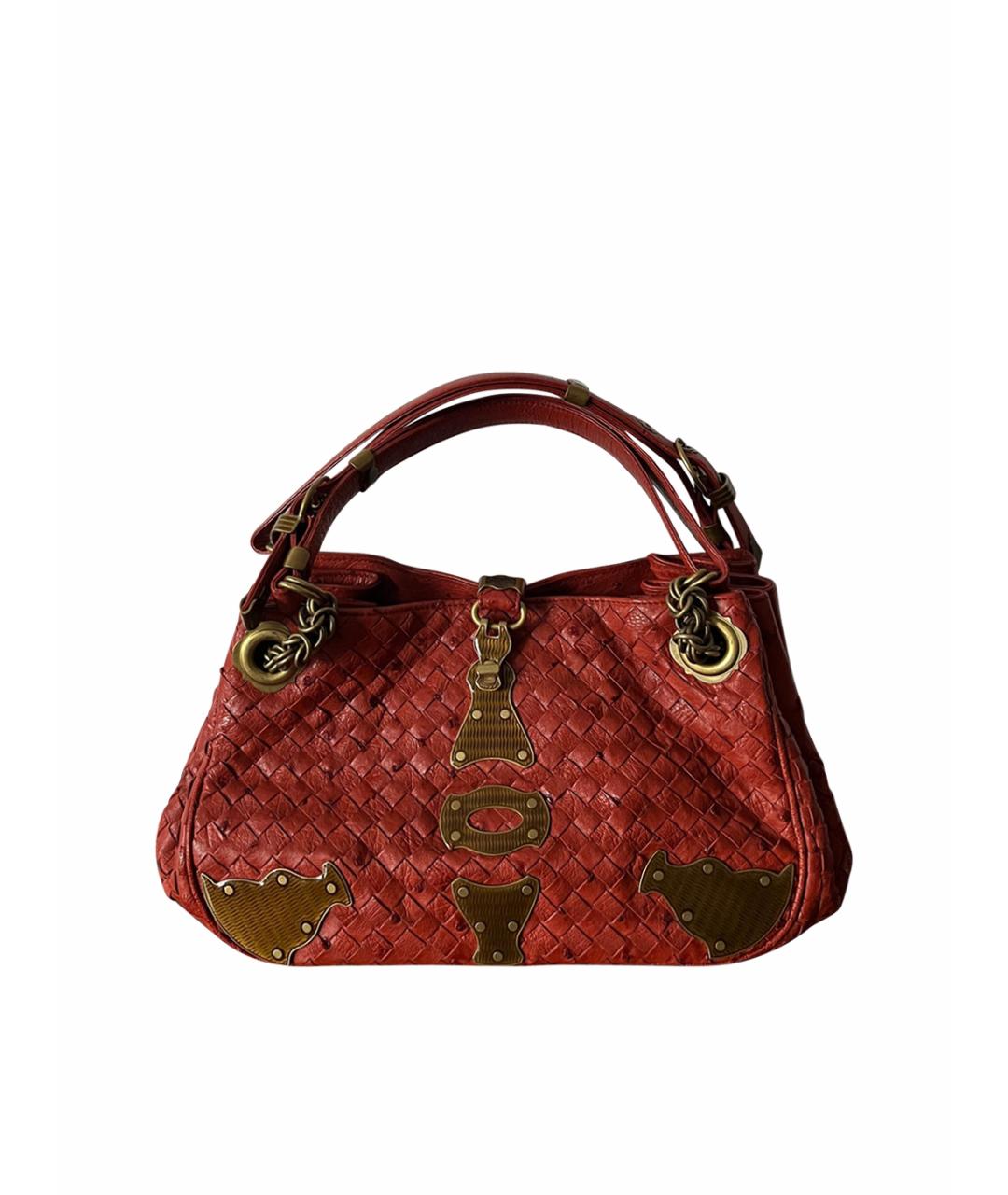 BOTTEGA VENETA Красная сумка с короткими ручками из экзотической кожи, фото 1