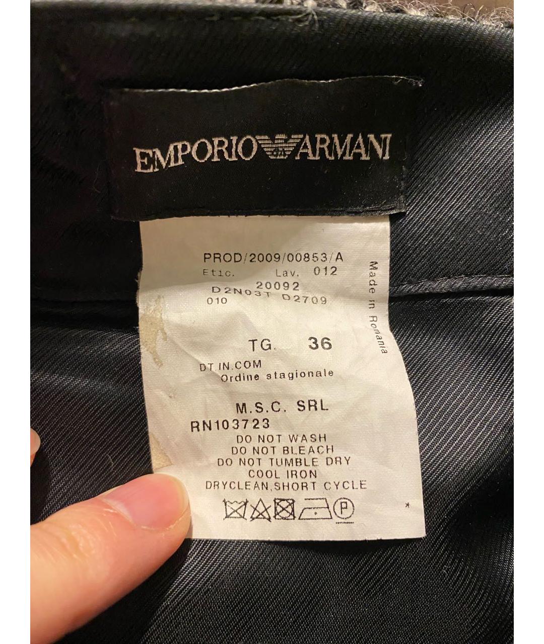 EMPORIO ARMANI Серая шерстяная юбка миди, фото 3