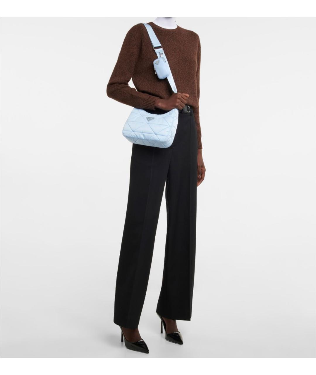 PRADA Голубая тканевая сумка через плечо, фото 4