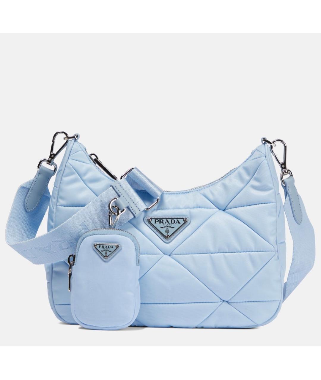 PRADA Голубая тканевая сумка через плечо, фото 5