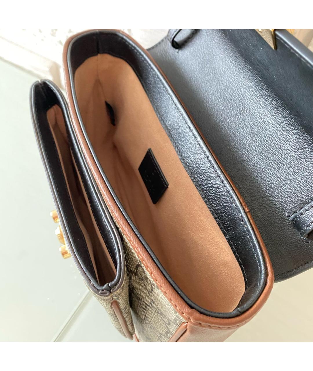 GUCCI Коричневая кожаная сумка через плечо, фото 4