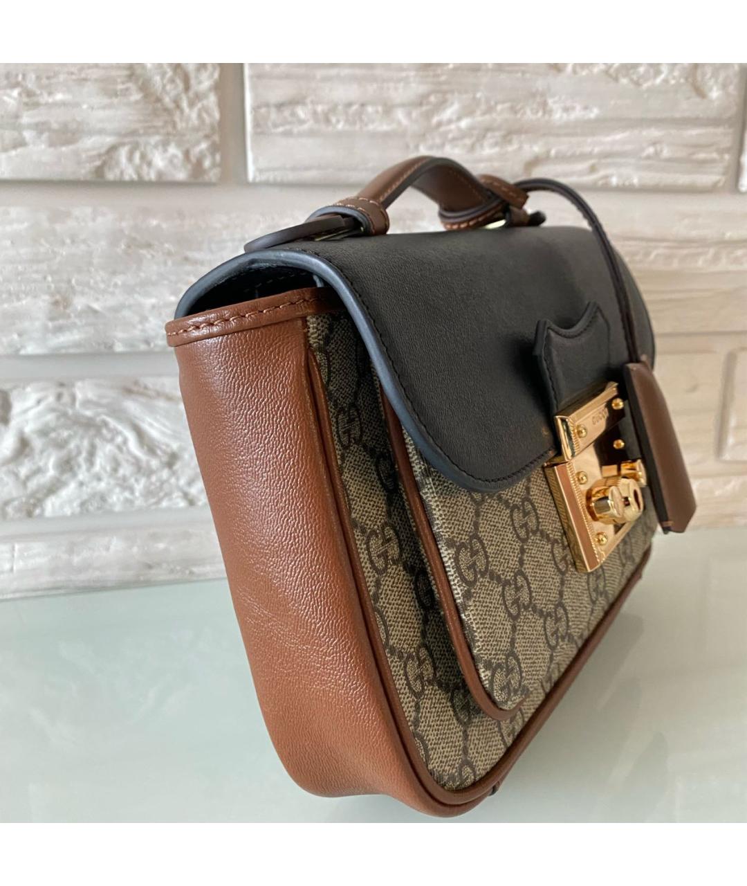 GUCCI Коричневая кожаная сумка через плечо, фото 2