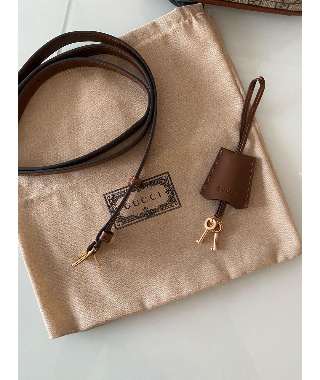 GUCCI Коричневая кожаная сумка через плечо, фото 6