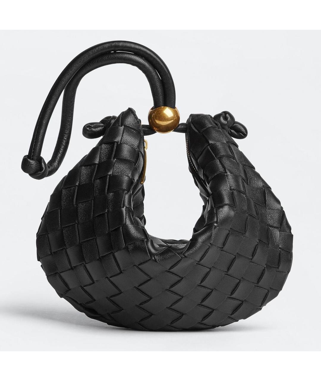 BOTTEGA VENETA Черная кожаная сумка через плечо, фото 5