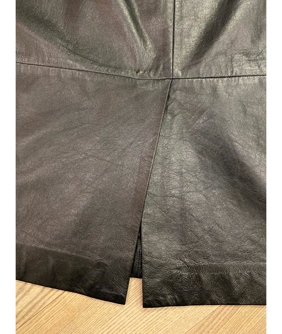 CELINE PRE-OWNED Черная кожаная юбка миди, фото 3