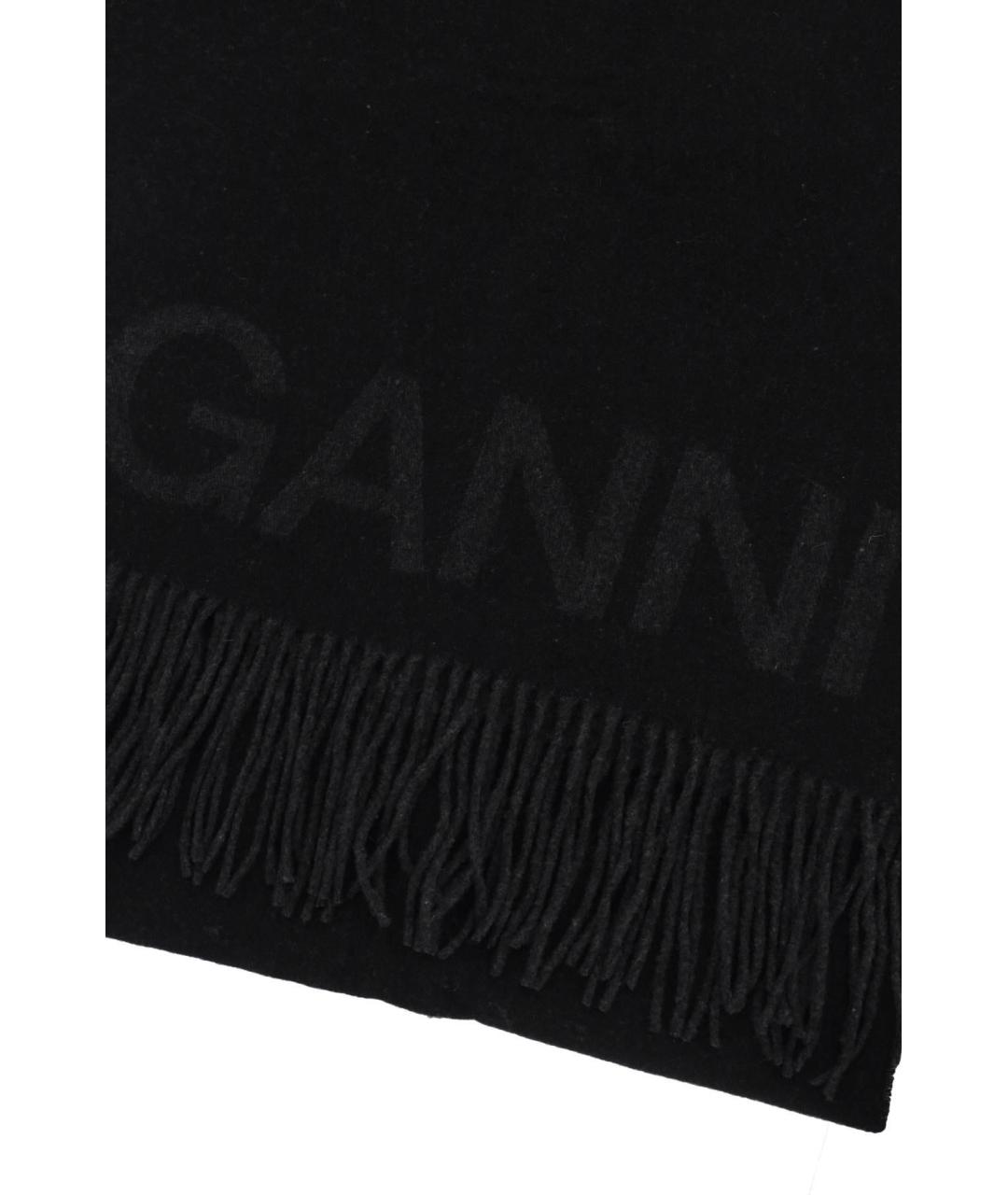GANNI Черный шерстяной шарф, фото 5