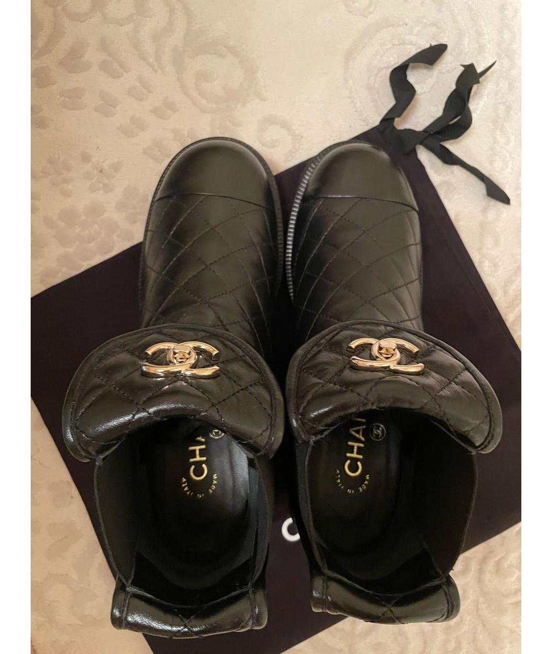 CHANEL Черные кожаные ботинки, фото 4