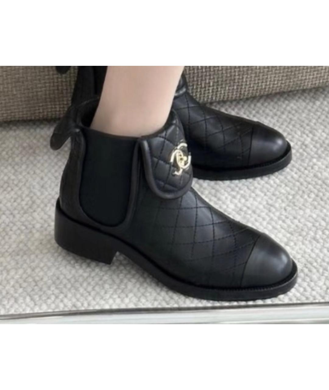 CHANEL Черные кожаные ботинки, фото 6