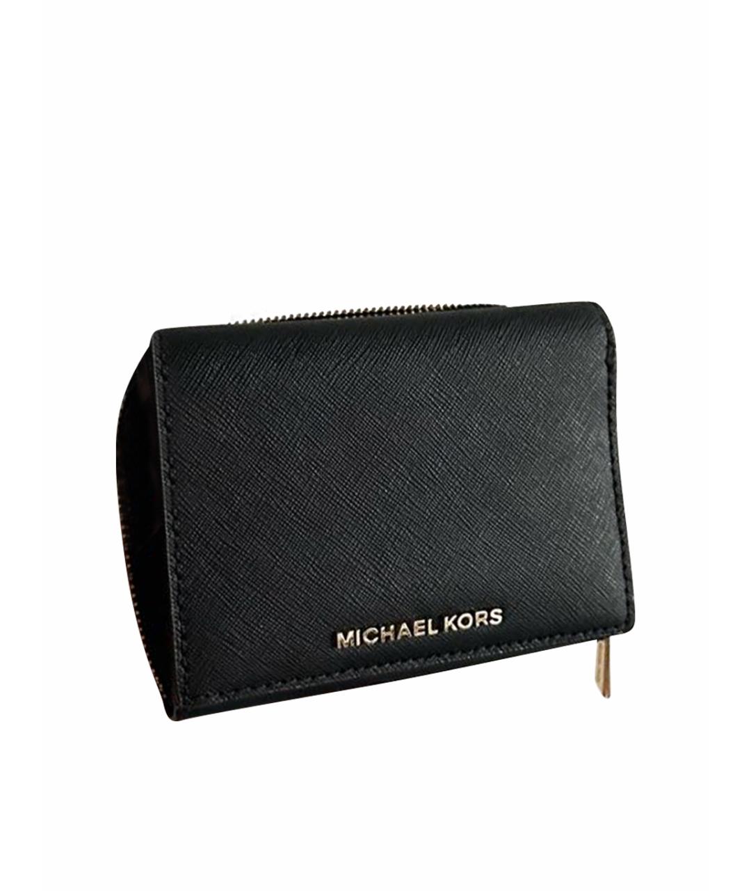 MICHAEL KORS Черный кожаный кошелек, фото 1