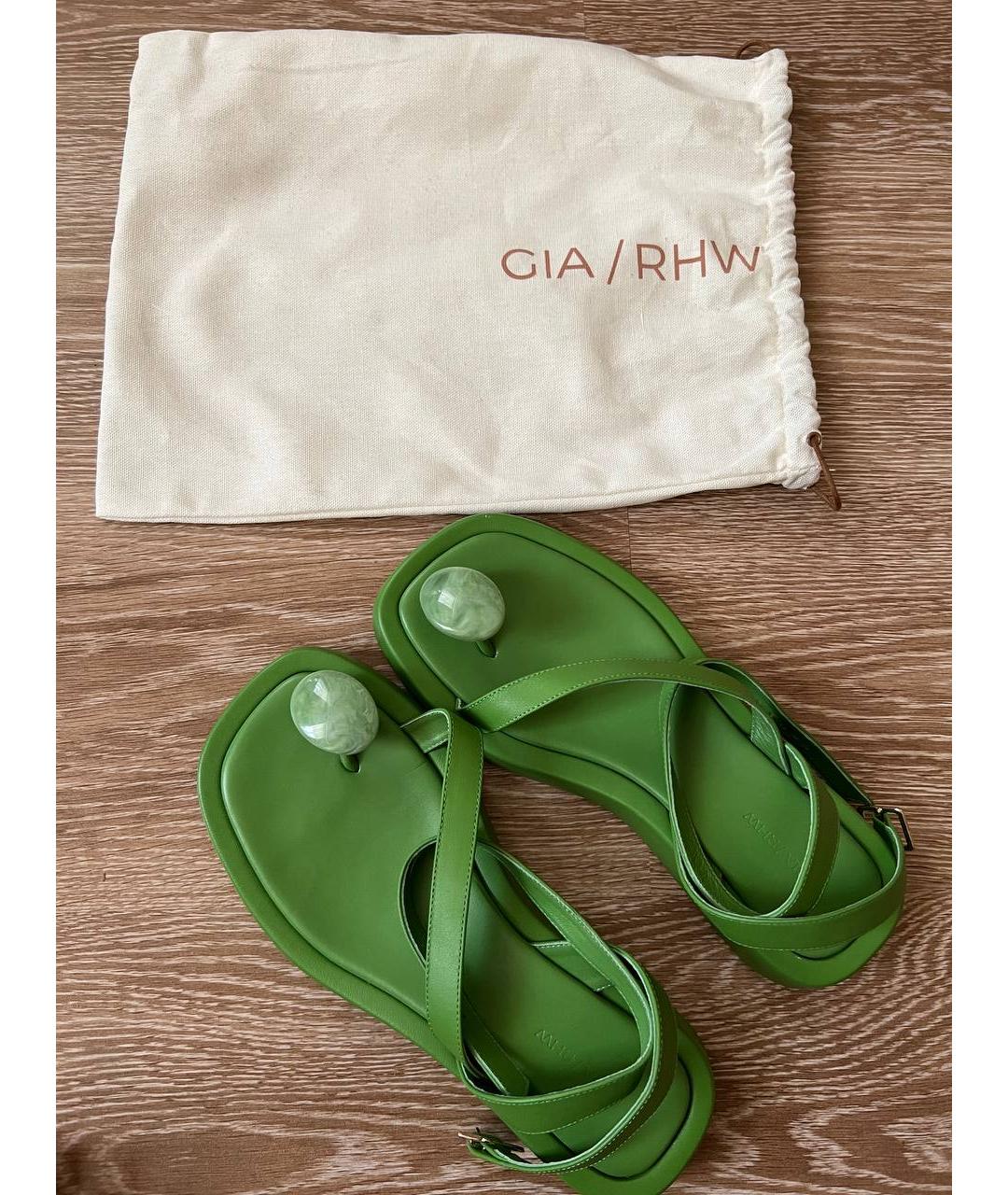 GIABORGHINI Зеленые кожаные сандалии, фото 6