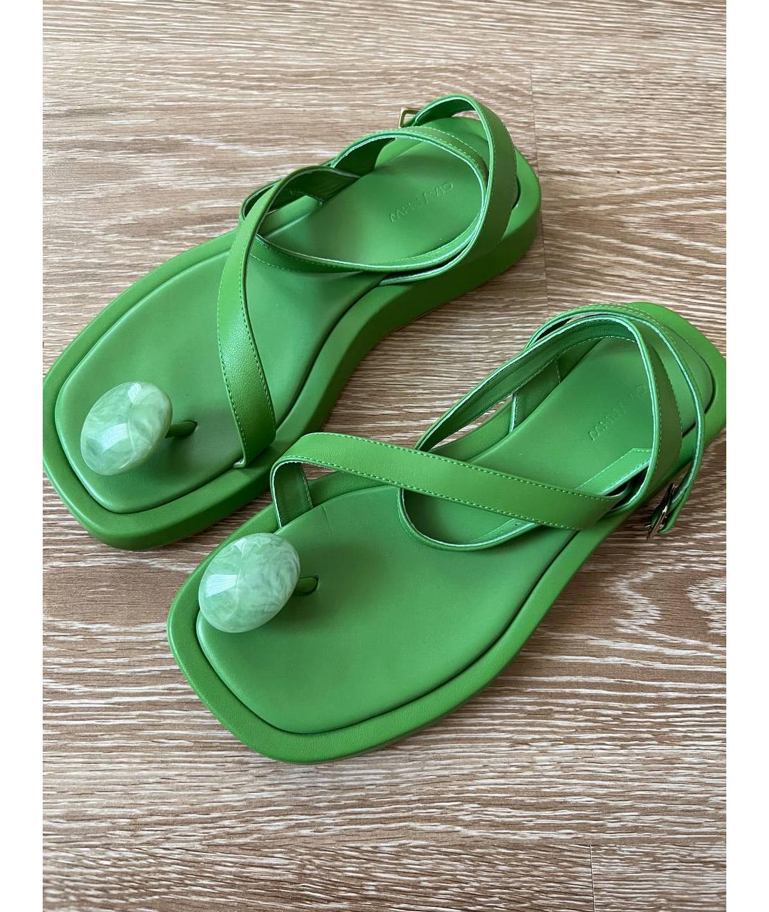 GIABORGHINI Зеленые кожаные сандалии, фото 2