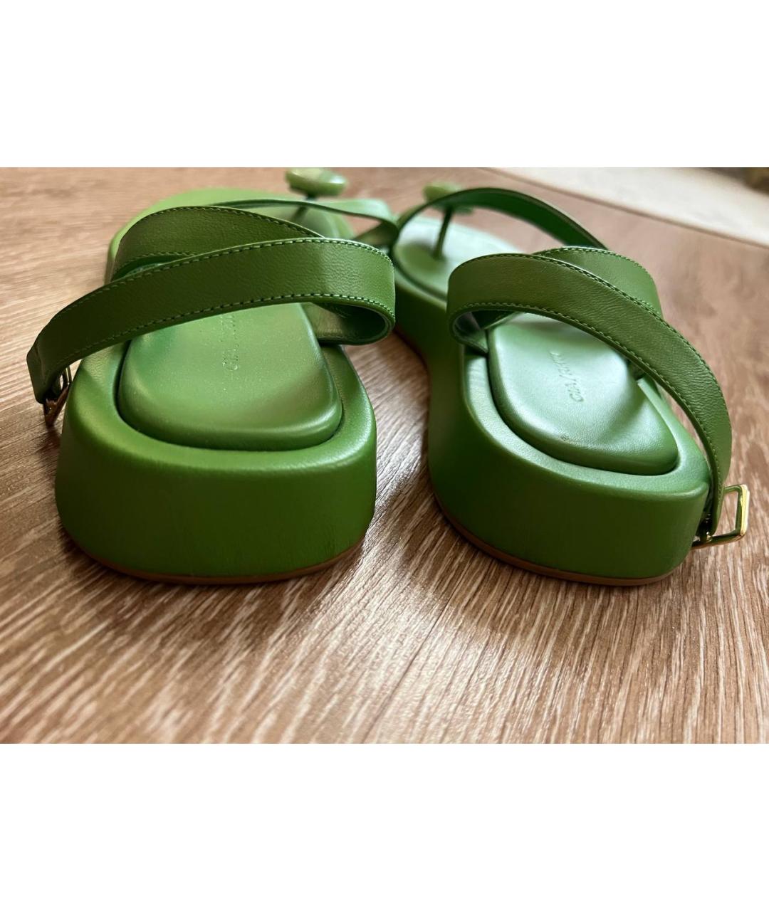 GIABORGHINI Зеленые кожаные сандалии, фото 4