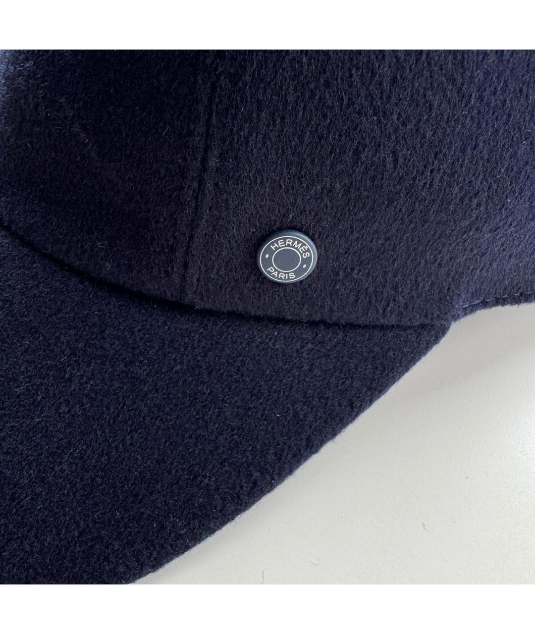 HERMES Темно-синяя кашемировая кепка/бейсболка, фото 4