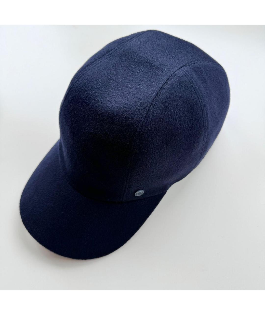 HERMES Темно-синяя кашемировая кепка/бейсболка, фото 3