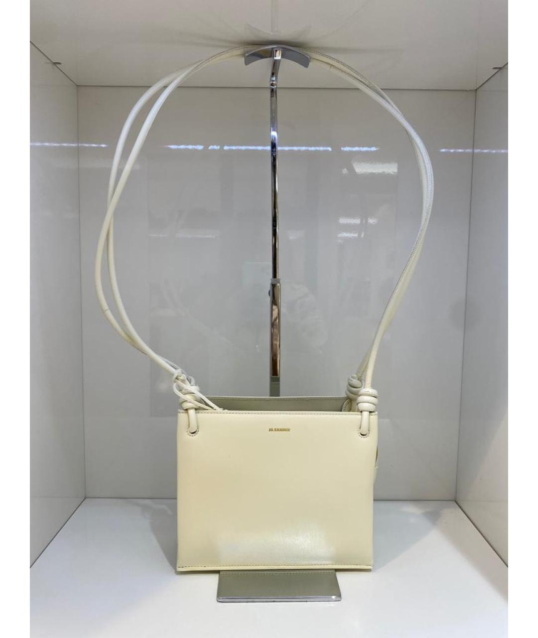 JIL SANDER Бежевая кожаная сумка через плечо, фото 2
