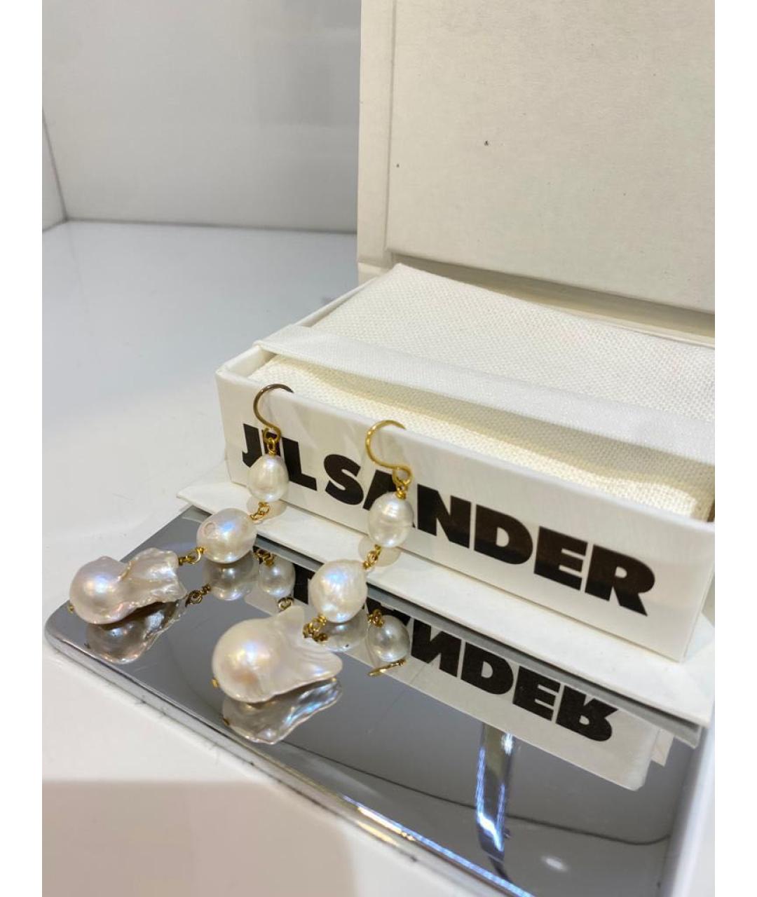 JIL SANDER Белые серьги, фото 2