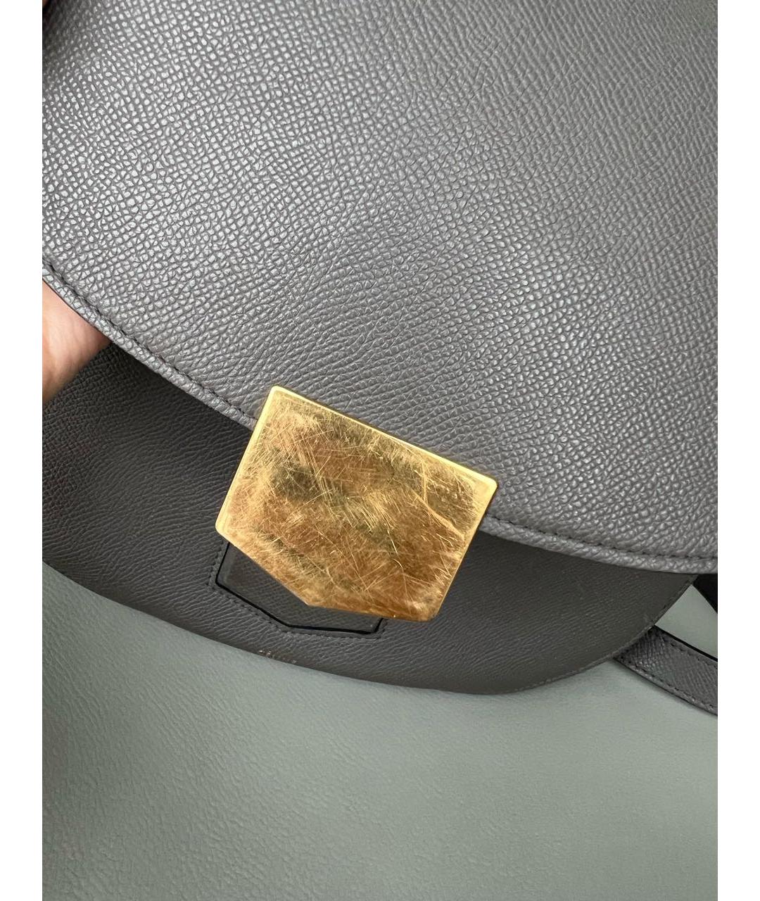 CELINE PRE-OWNED Серая кожаная сумка через плечо, фото 5