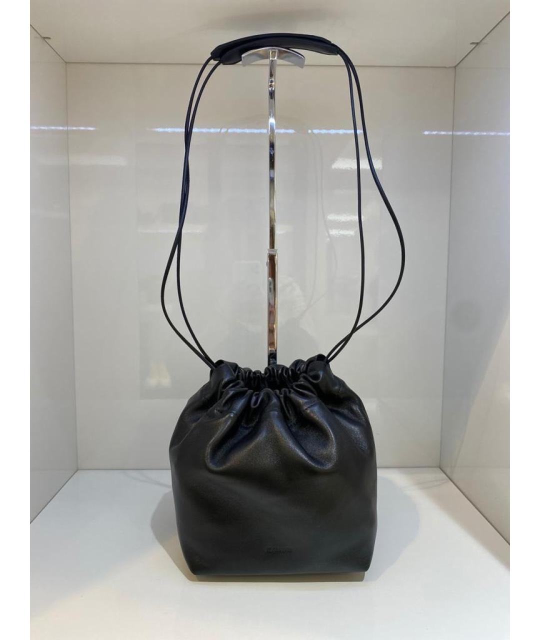 JIL SANDER Черная кожаная сумка через плечо, фото 2