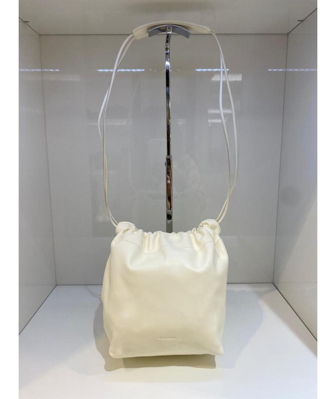 JIL SANDER Бежевая кожаная сумка через плечо, фото 2