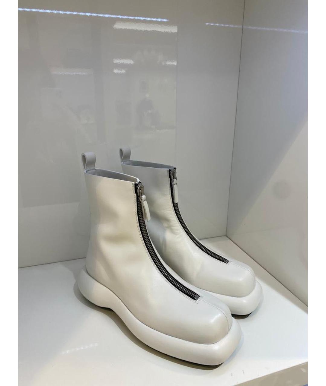 JIL SANDER Белые кожаные ботинки, фото 3