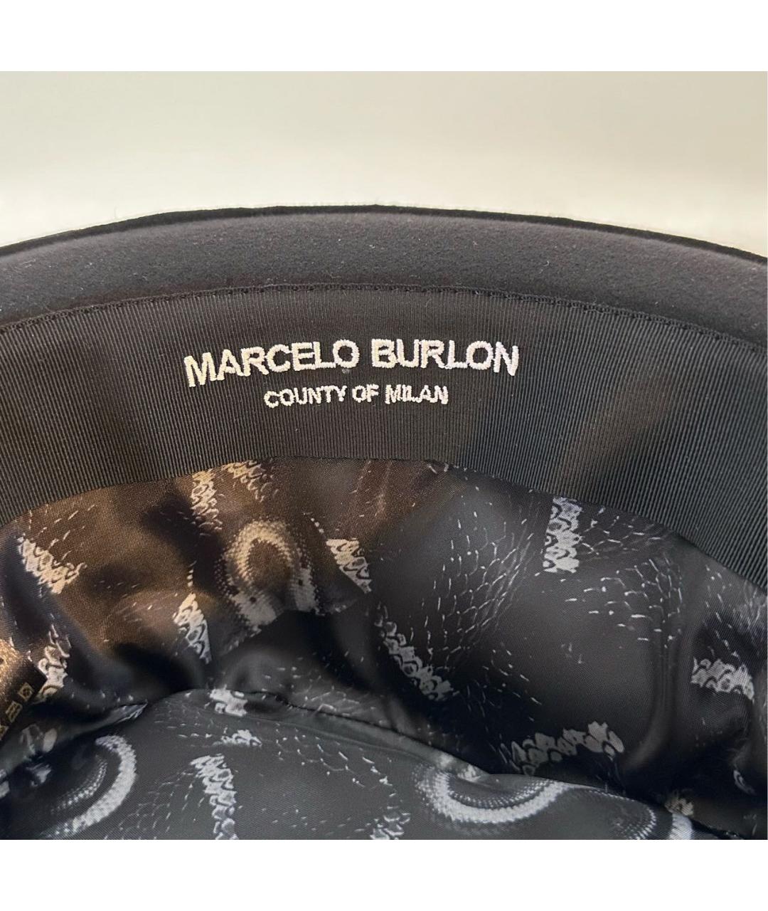 MARCELO BURLON COUNTY OF MILAN Черная шерстяная шляпа, фото 4