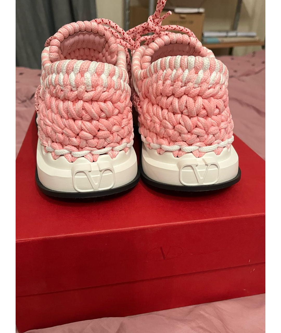 VALENTINO Розовые текстильные кроссовки, фото 4