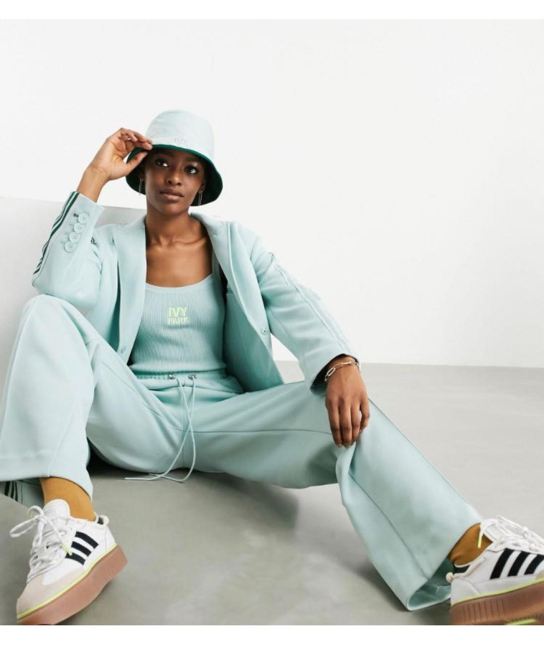 ADIDAS Бирюзовый полиэстеровый жакет/пиджак, фото 4