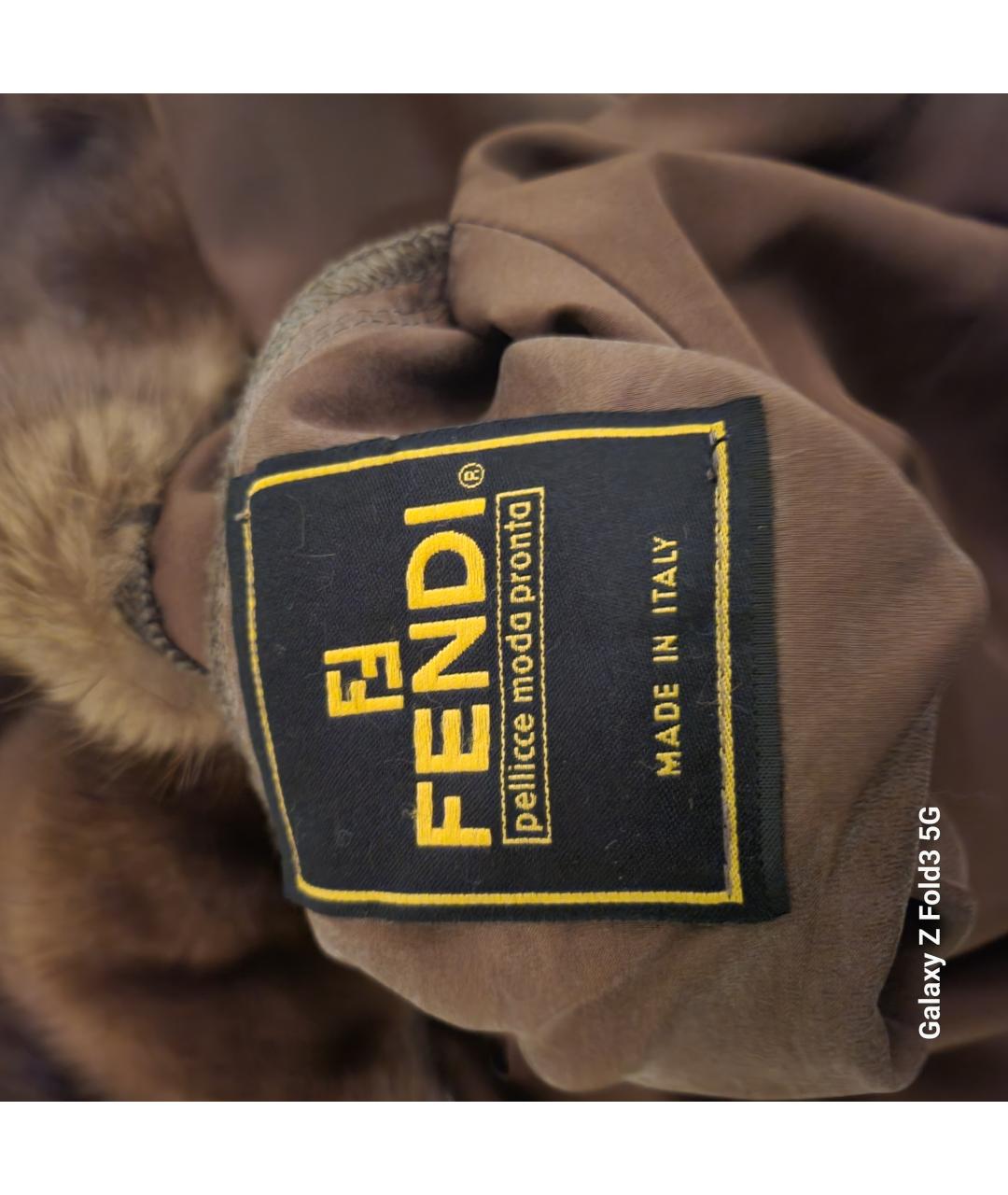 FENDI Коричневая меховая шуба, фото 4